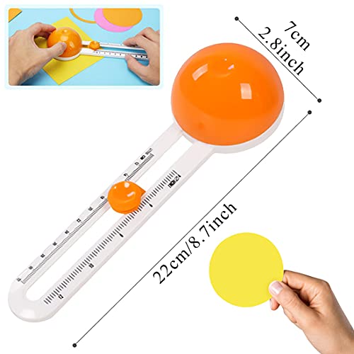 Circular Paper Cutter Cut Circle Paper Trimmer Scrapbooking Tool Rotary Cutter Craft Supplies, Round Cutting Knife Cards Cutters (included 3 blades) (Orange)