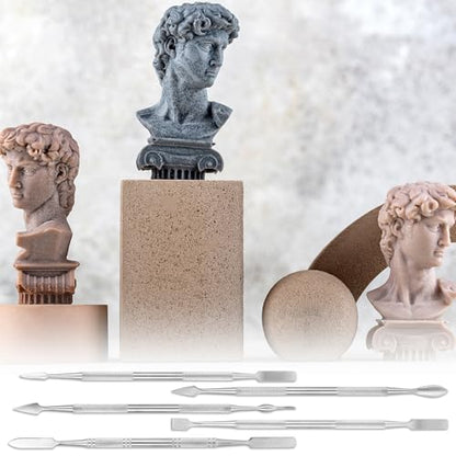 Clay Sculpting Tools, 5 PCS Stainless Steel Pottery Spatula Wax Carving Tools Set Double-Ended Polymer Clay Tools Kit for Modeling, Embossing, Sculpting and Shaping Miniatures