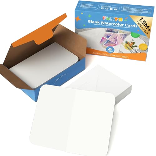 Funto 5x7 Blank Watercolor Cards and Envelopes, 50 Cards+50 Envelopes - style: 5x7 Cards and Envelopes
