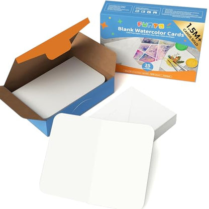 Funto 5x7 Blank Watercolor Cards and Envelopes, 50 Cards+50 Envelopes - style: 5x7 Cards and Envelopes