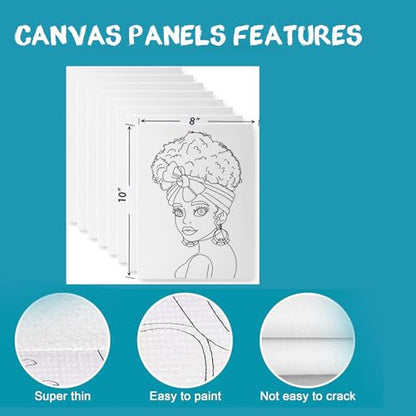 Pre Drawn for Painting for Adults 10 Pack 8X10 Without Frame Sip and Paint Canvas,Drawn Canvas for Painting for Adults,Sip and Paint for Adult's Date Night - style: Without Frame