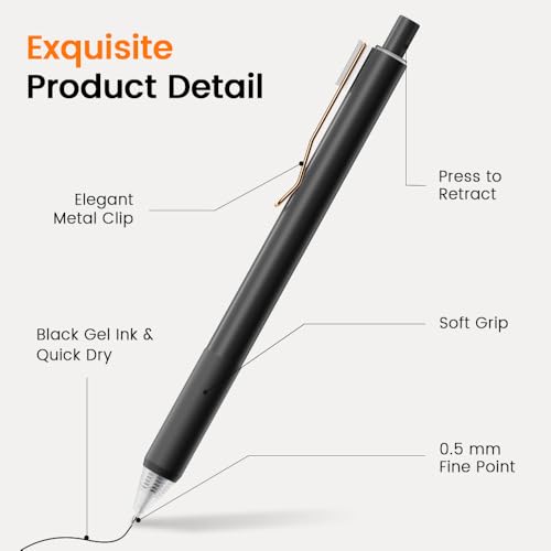 BIYUNRO Gel Pens - Black Ink 4pcs 0.5 mm Fine Point Smooth Writing Pen, Office School Supplies (White) - color: White