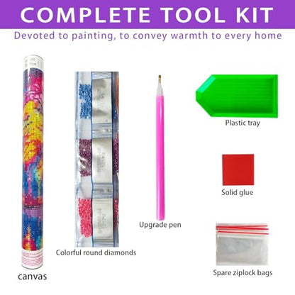 JXDXDJ 5D Diamond Painting Kits for Beginners,Ancient Tree Full Drill Diamond Art Kits for Adults,DIY American Flag Round Diamond Dots for Adults Crafts,Gem Painting Home Wall Decor 13.78x13.78 Inch