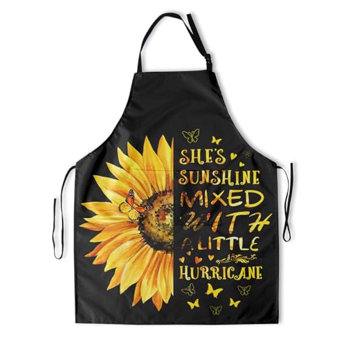 Giwawa Unisex Adult Apron Waterproof Stain Resistant Kitchen Cooking Apron with 2 Pockets for BBQ Grill Painting - color: Sunflower