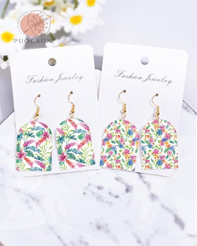 Puocaon Flower Clay Transfer Paper - 20 Sheets Tropical Flower Transfer Paper for Polymer Clay Earrings Making, Retro Floral Polymer Clay Jewelry Transfer Sheets - color: tropical flower