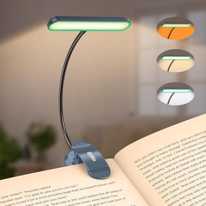 Gritin Rechargeable Book Light for Reading in Bed with 19 LED | Eye Caring 3 Color Temps, 5 Brightness Levels, Memory Function, 90 Hrs Runtime Flexible Goose Neck Clip on Light-Aquamarine - color: Aquamarine