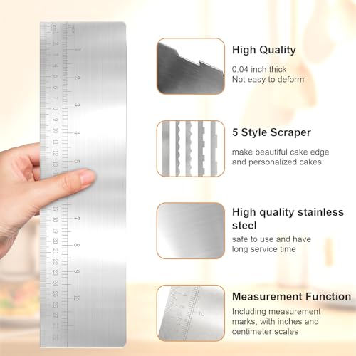 Stainless Steel Cake Spatula Set 3-Pc - 8.6" Patterned & 12" Measured