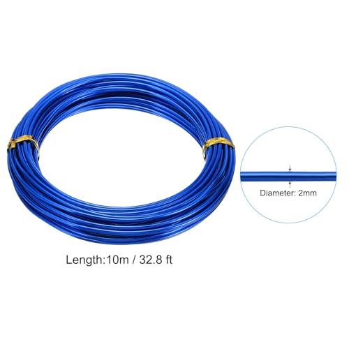 PATIKIL 32.8ft Aluminum Wire, 1pcs Jewelry Wire Aluminum Craft Wire 2mm 12 Gauge Wire Metal for Jewelry Making Beading Crafting Pendants Art, Blue - color: Blue, size: 2mm