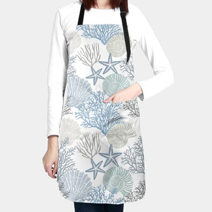 Giwawa Unisex Adult Apron Waterproof Stain Resistant Kitchen Cooking Apron with 2 Pockets for BBQ Grill Painting - color: Coastal