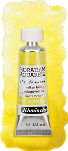 Schmincke - HORADAM® AQUARELL, Super Granulation, 14 911 006 Volcano Yellow, 15 ml tube, very strong granulating colors, finest super granulating watercolors | 15 ml - color: 911 volcano yellow, size: 0.51 Fl Oz (Pack of 1)
