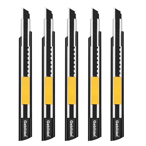 Gebildet 5pcs Right and Left Hand Self-Lock Cutter /9mm Snap Off Blades /60 Blade /Utility Knife /Graphic Knife (Black Holder) - color: Black