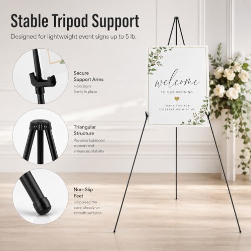 RRFTOK 2 Pack 63 in Sign Easel Stands, Instant-Fold Tripods with Bags - style: 63B 2pack