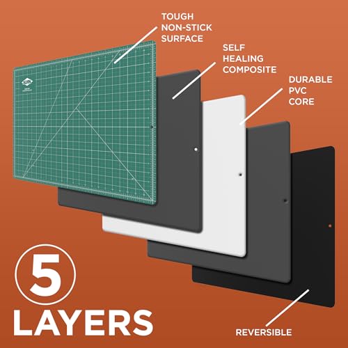 ALVIN GBM Self-Healing Cutting Mat 8.5 x 12 inch | Double-Sided Green/Black | 5-Layer Gridded Surface for Arts, Crafts and Sewing - Model GBM0812 - size: 12"L x 8.5"W
