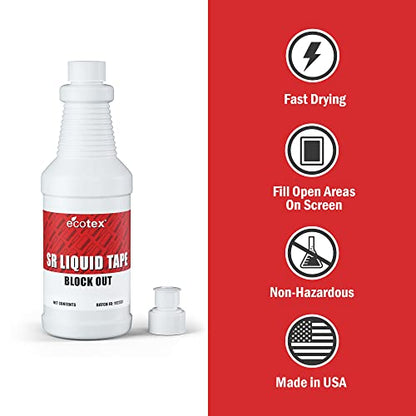 Ecotex® SR Liquid Tape Block Out - Screen Printing Screen Filler, 1 Pt - color: Red, size: Pint - 16 oz.