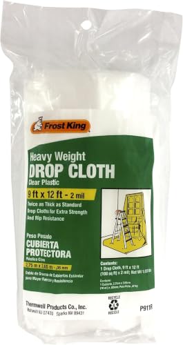 Frost King Clear Polyethylene Drop Cloths - in Rolls, 9'x12'x2 mil (Pack of 12) - size: 1 Count (Pack of 12)