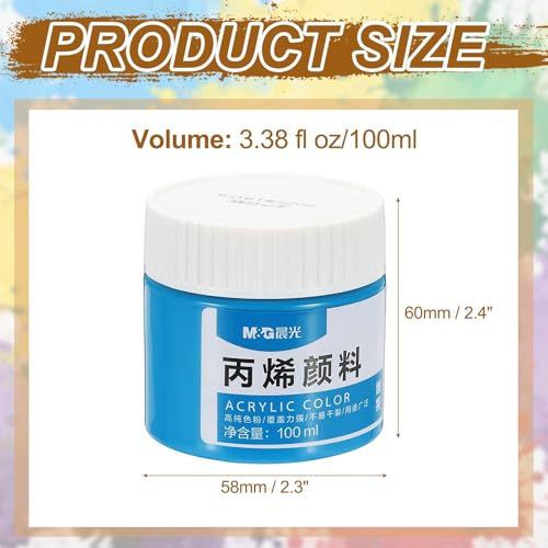 PATIKIL M&G Acrylic Paint, 3.38 Fl Oz(100ml) Matte Finish Rich Pigments Waterproof Art Painting Supplies for Fabric Canvas Wood Leather Stone Cloth, Lake Blue - color: Lake Blue