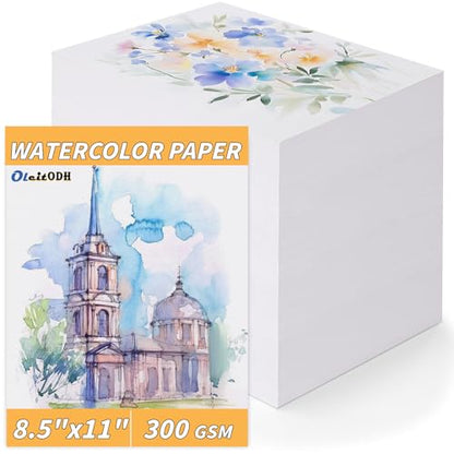 150 Sheets 100% Cotton Watercolor Paper Bulk -140LB/300GSM Art Paper-8.5 x 11 inch Painting & Craft Paper, Finger Paints, Watercolor, Tempera, Drawing, Art Room & Home School Crafts - style: 8.5x11in-140LB/300GSM