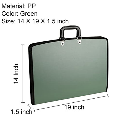 Acocony 11x17 Art Portfolio PP Material Green Pack of 1 | 11x17 Art Portfolio Case with Zipper Closure Oxford Cloth Edge Waterproof - color: Green