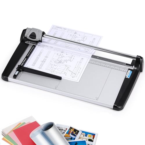480mm(18.90") Rotary Paper Trimmer, 15 Sheets Heavy Duty Paper Trimmer | Sharp & Safe Blade, Effective for A3-A6 Sizes, Commercial Grade Rotary Paper Cutter for Home/Office/School, Black & Silver - size: 18.90"