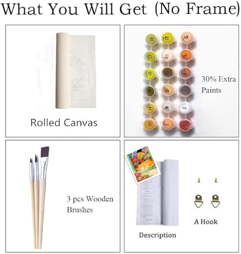 Paint by Numbers Kit for Adults Beginner,Cat Sleeping Flowers,16x20 | Full set with wooden brushes,rolled canvas,rich paints.Calming activity.Beginner friendly.Just open and paint. - color: 16"X20"Rolled Canvas(Frameless)-Cat 4
