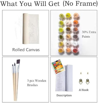 Paint by Numbers Kit for Adults Beginner,Cat Sleeping Flowers,16x20 | Full set with wooden brushes,rolled canvas,rich paints.Calming activity.Beginner friendly.Just open and paint. - color: 16"X20"Rolled Canvas(Frameless)-Cat 4