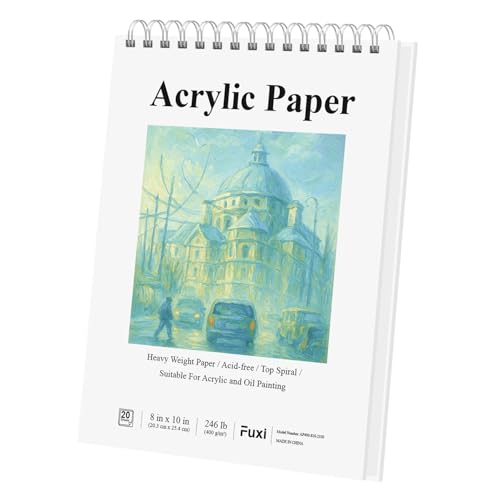 Fuxi 8x10 Sketchbook for Acrylic Paint, 246 lb/ 400gsm Thick Paper for Painting, 20 Sheets(40page) Paint Paper for Acrylic Painting, Drawing & Art Supplies. - color: White, size: 10" x 8" (Pack of 1)