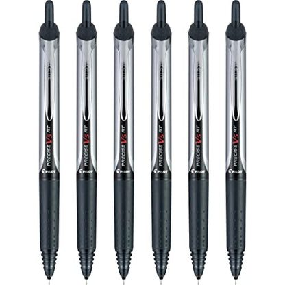 PILOT Precise V5 RT Rollerball Pens, Black, Pack of 6 - size: 6 Count (Pack of 1)