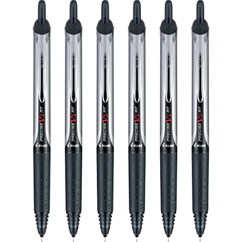 PILOT Precise V5 RT Rollerball Pens, Black, Pack of 6 - size: 6 Count (Pack of 1)