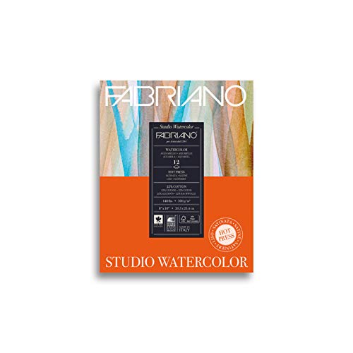 Fabriano Studio Watercolor Pad, Hot-Press, 8" x 10", 140 lb., 12 Sheets - color: White - 12 Sheets, size: 8 x 10, style: Hot Press