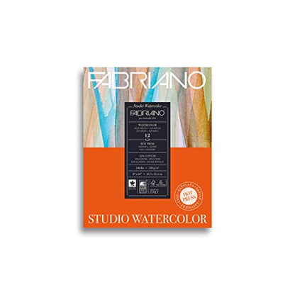 Fabriano Studio Watercolor Pad, Hot-Press, 8" x 10", 140 lb., 12 Sheets - color: White - 12 Sheets, size: 8 x 10, style: Hot Press