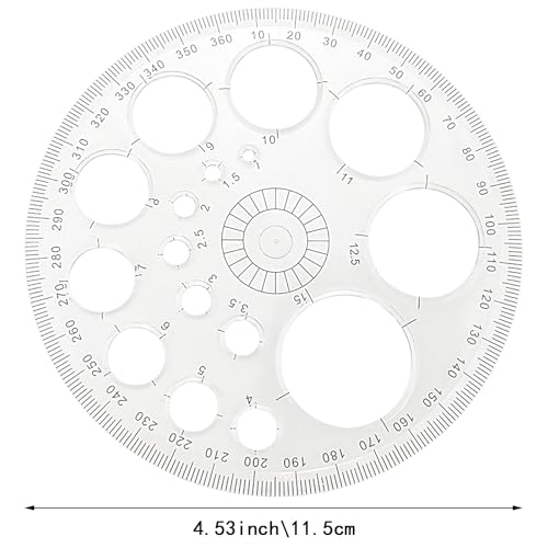 4 Pack Circle Drawing Template, Multi-Size Round Circle Stencil, Plastic Geometric Circle Ruler, Multifunctional Drawing Aid Tool for Student, Design, School, and Office Use(White) - color: white