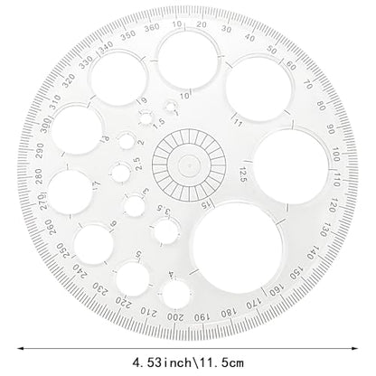 4 Pack Circle Drawing Template, Multi-Size Round Circle Stencil, Plastic Geometric Circle Ruler, Multifunctional Drawing Aid Tool for Student, Design, School, and Office Use(White) - color: white