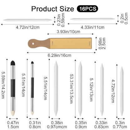 Classicseali 16 Pcs Blending Stumps,Washable & Reusable Blending Stumps for Drawing Set,Pencil Blender for Charcoal Sketching