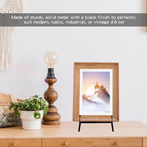 Leinuosen 1 Pcs Metal Easel Stand 16.5" H x 8.7" W x 4.3" D Table Top Easel Stand for Display Tripod Art Picture Mirror Modern Plate Holder for Display Book Photo Wedding Sign (Black) - color: Black