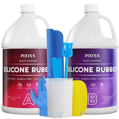 Silicone Mold Making Kit Liquid Silicone Rubber Bubble Free Translucent Clear Mold Making Silicone-Mixing Ratio 1:1-Molding Silicone for Resin Molds, Silicone Molds DIY (4kg/Gallon Kit) - size: 4kg Kit
