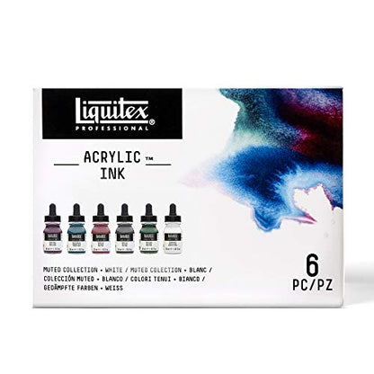Liquitex Professional Acrylic Ink, 1-oz, Muted Collection, Set of 6 | Ultra Fluid Acrylic, Highly Pigmented, Dye-Free, Non-Fading, Satin Finish, Permanent When Dry, Lightfast - color: Muted Collection