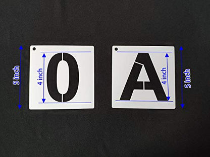 36 Pcs 4 Inch Reusable Letter & Number Stencils - 36 Pcs Alphabet Art Craft Templates - size: Font Sizes:4 Inch