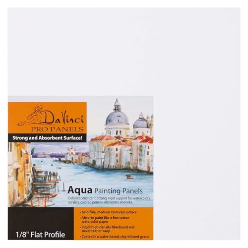 Jerry's Artarama Da Vinci Aqua Pro Panels - 12x12-1/8" Thick Rigid Watercolor Board with Acid-Free Surface, Clay-Infused Gesso, Ideal Watercolor Boards for Painting Mixed Media - size: 12x12"