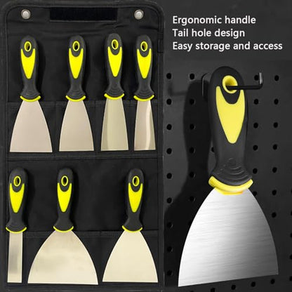 7-Piece Putty Knife Set, 1" 1.5" 2" 2.5" 3" 4" 5" Stainless Steel Paint Scraper Set for Drywall Repairing and Clearing, Wallpaper Removal, Putty Applying Adhesive, Plaster Scraping