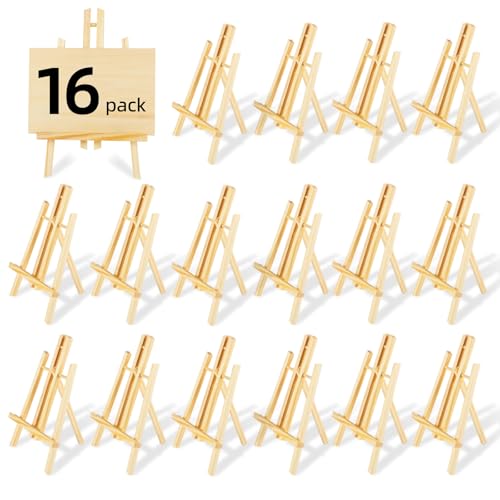 16 Pack 16"x7.7" Wooden Easel, Easel Stand for Painting,Tabletop | Easel Stand for Painting for Artist/Students/Beginners, Portable Canvas Photo Picture Sign Holder - style: 16'' - 16 PK