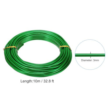PATIKIL 32.8ft Aluminum Wire, 1pcs Jewelry Wire Aluminum Craft Wire 3mm 9 Gauge Wire Metal for Jewelry Making Beading Crafting Pendants Art, Green - color: Green, size: 3mm