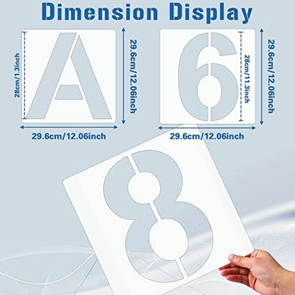 FEBSNOW 36 Pcs 12 Inches Large Alphabet Letter and Number Stencils - size: 12 inches