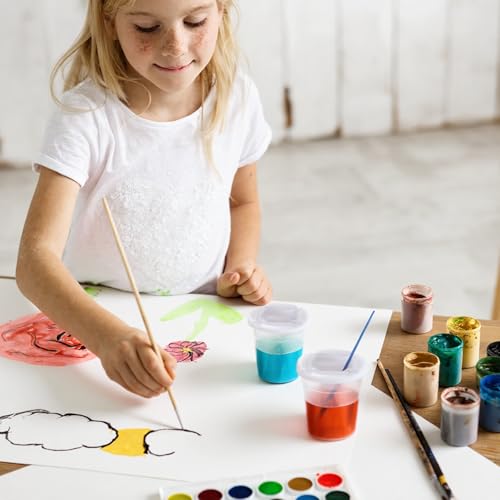 LIQWEI 30 Pack No Spill Paint Cups with Lids for Kids, Reusable | Spill Proof Paint Water Cup Plastic Containers for Painting School Classrooms Arts Crafts Supplies (3 x 3 Inch)