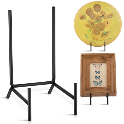 RattanView 2 Pcs Plate Holder Easel Display Stand - Metal Iron Picture Frame Holder Stand -Black Tabletop Easels for Display Pictures, Decorative Plate, Book, Plaques, Photo, Tabletop Art(6 Inches)