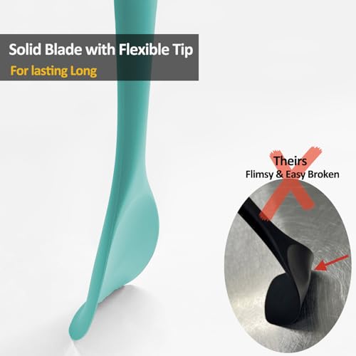 Upgrade Silicone Spatula Spoon Set,VOVOLY Heat Resistant Rubber Spoonula, Seamless Non-Stick Flexible Scrapers for Baking Mixing Tool,3 Pack, Teal - color: Teal