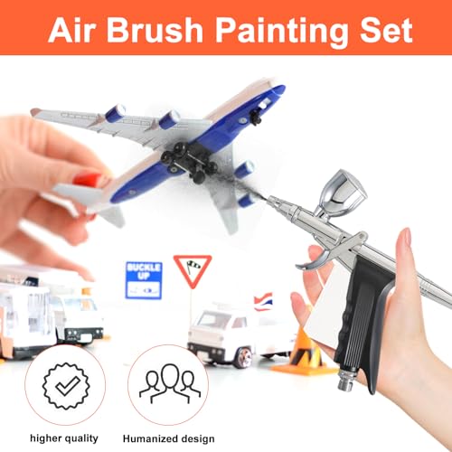 0.3mm Airbrush Kit Dual Action Air Brush Painting Set with 7/30/40cc Cup