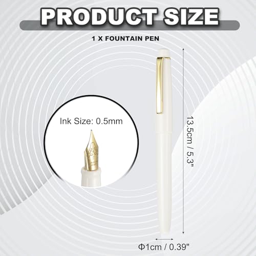 PATIKIL Fountain Pen Medium Nib, Fountain Pen Barrel Handcrafted Pen for Professional Office Journaling Gifts, White - color: White