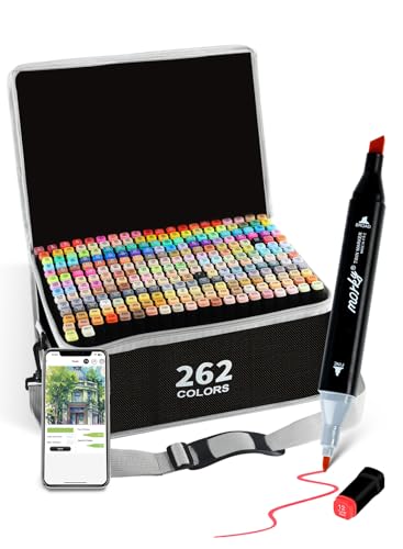 262 Colors Alcohol Markers with Free App Chisel & Fine Tip Coloring Markers | Alcohol-Based Markers for Adults Artist | Dual Tip Artist Markers for Drawing Sketching llustration | Great Gift Idea - color: 262 Colors
