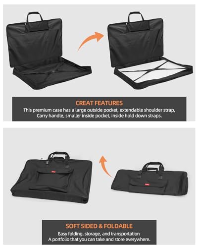 Nicpro Large Art Portfolio Bag 36 x 48 in, Nylon Artist Storage Case | Adjustable Shoulder Strap, Waterproof Carrying Bag for Professional Artwork Sketch Drawing Canvas Photography Poster - size: 36 x 48 inches