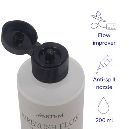 Hartem - Airbrush Flow Improver 200 ml (6.76 Fl Oz) with Anti-Spill Stopper | Reduces Surface Tension to Prevent Flashbacks and Marks and Delays Drying Time - size: Airbrush Flow Improver 200ml (6.76 Fl Oz)